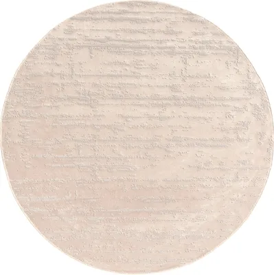 Produktbild von Rund Kurzflor Teppich Wohnzimmer Beige 195 cm, Moderner Super Soft Kurzflor Teppich