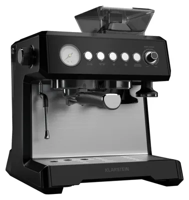 Obrázok produktu pre Klarstein GrandPresso kávovar s portafiltrom a mlynčekom - 20 barov, 1 350 W, integrovaný presný mlynček, parná tryska, 2,3-litrová nádrž na vodu, čierny, ohrievač šálok