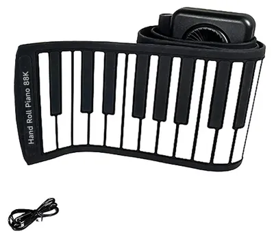 Obrázek produktu pro Rollpiano – klaviatura – 88 kláves – skládací digitální piano – přenosné – 16 zvuků – 10 rytmů – vhodné pro začátečníky – černá barva