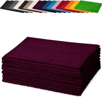 Produktbild von 10er PACK Gästetücher 30x50 cm Gästehandtücher Kinderhandtücher Babyhandtücher 100% Baumwolle, Farbe: Brombeere