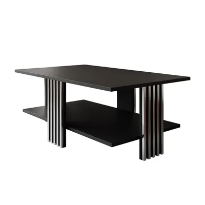 Produktbild von Couchtisch SAPHIRA SILVER mit Ablageboden, Silber Chrom / Schwarz Matt