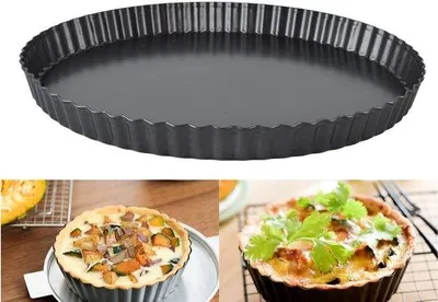 Productafbeelding van Ronde quicheeschaal - Taartvorm - Antiaanbaklaag - 32 cm - Bakvorm voor taart en pizza - Geschikt voor bakken en ovengerechten