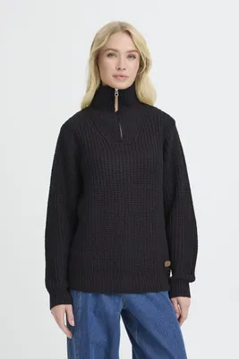 Produktbild von OXMO OXEDNA Damen Strickpullover Troyer Grobstrick Pullover regular fit