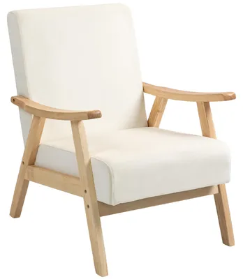 Produktbild von HOMCOM Sessel Wohnzimmer Nordisch Relaxsessel mit Armlehne, Sitzkissen Cremeweiß
