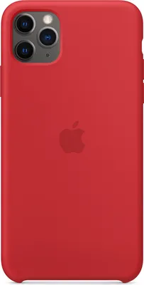 A red iPhone case with the Apple logo in the center.
