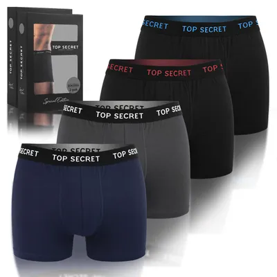 Produktbild von TOP SECRET Boxershorts Herren 4er Pack Baumwoll Passform Atmungsaktiv Unterwäsche Unterhosen Männer Men Retroshorts L