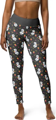 Produktbild von Mr. & Mrs. Panda Leggins Panda Pommes Größe L - Grau - Geschenk, Damen Sporthose, Muster, Yogahose, Yoga-Hose, Leggings, Yoga-Leggings