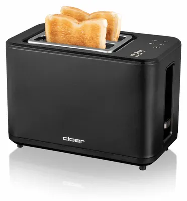 Produktbild von Cloer 3930 Digitaler Toaster für 2 Scheiben, Touch-Funktion, 750-900 W, Restzeitanzeige, Auftaufunktion, Wiederaufwärmfunktion, Brötchenaufsatz, 7