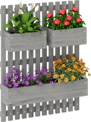 Produktbild von Outsunny Blumenkasten, Bewegliches Hochbeet Pflanzkasten mit Spalier, Massivholz