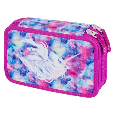 Produktbild von Baagl Federmäppchen für Jungen, Schulmäppchen für Schreibzubehör, Schulsachen Federtasche, Federmappe, 2-Fach Mäppchen für Schule (Unicorn)