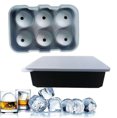 Obrázek produktu pro Formičky na led ze silikagelu, 12 kusů, kulaté a čtvercové s víčky, stohovatelné a bez BPA, na koktejly a whisky