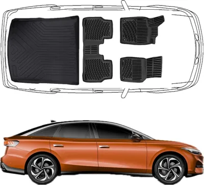 Produktbild von Trimak Passgenau 3D Auto Fußmatten & Obere Kofferraumwanne Set Kompatibel mit Volkswagen ID.7 Sedan
