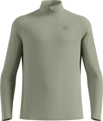 Hellgrüner Odlo Rigi Mid Layer mit langem Arm und halbem Reißverschluss vorne