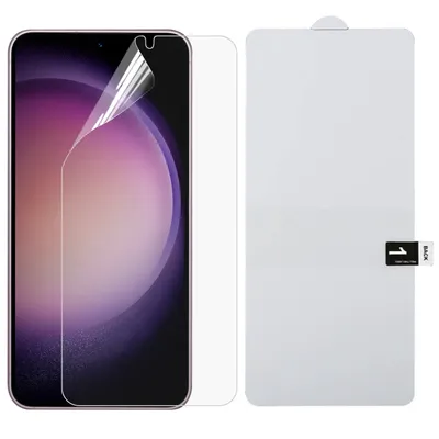A screen protector is shown next to a smartphone.