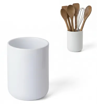Imagen del producto de KOOK TIME CURVE Soporte para utensilios de cocina, cerámica, 11 x 15 cm, blanco