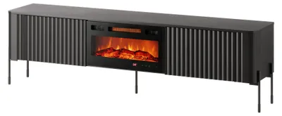 Productafbeelding van Furniture24 TV-kast Vera - Dressoir 180 x 32 x 23 cm met kachelfunctie - Zwart
