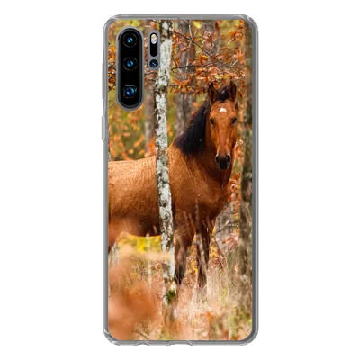 Produktbild von MuchoWow® Handyhülle Schutzhülle Hülle für Huawei P30 Pro Pferd - Wald - Braun Silikon Softcase Handy Hülle - Schutzdeckel