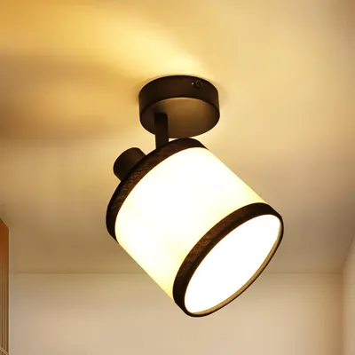 Zdjęcie produktu dla ZMH lampa sufitowa 1 płomienna lampa do przedpokoju czarna lampa sufitowa z tkaniny E14 lampa sufitowa obrotowa vintage reflektor retro do kuchni sypialnia gabinet pokój dziecięcy szatnia (bez żarówki)