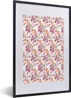 Produktbild von MuchoWow® MuchoWow® Gerahmtes Poster Blumen - Farben - Rosa 40x60 cm - Poster mit zchwarzem Bilderrahmen - Poster in Rahmen
