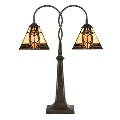 Produktbild von Clayre & Eef Tiffany Tischlampe 48x66 cm Beige Braun Glas