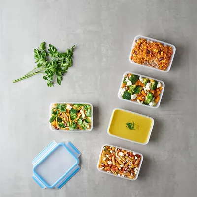 Produktbild von EMSA Clip & Close Frischhaltedosen 5-teiliges Set 0,8L N10307, Set, Rechteckig, 0,8 l, Blau, Transparent, Polypropylen (PP), Thermoplastisches Elastomer (TPE), Deutschland