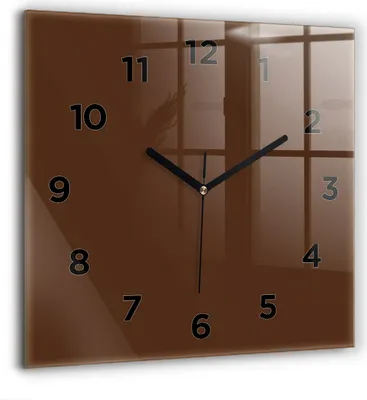 Produktbild von Wallfluent Große Wanduhr – Stilles Quarzuhrwerk - Uhr Dekoration Wohnzimmer Schlafzimmer Küche - Zifferblatt - schwarze Zeiger - 60 cm - Braun