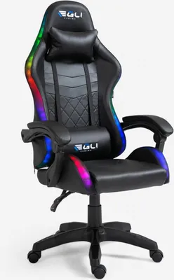 Produktbild von The Horde Gaming-Stuhl LED RGB ergonomische Büro Lendenkissen Kopfstütze