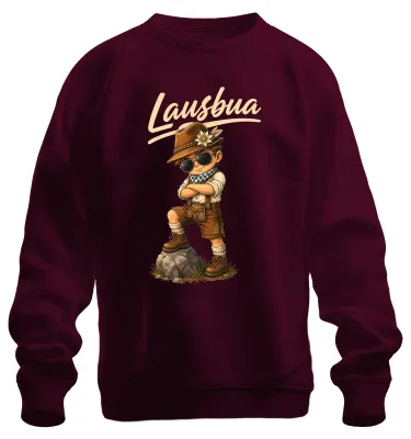Immagine prodotto di Pantaloni in pelle "Lausbua", tipici della Baviera, abbigliamento tradizionale, felpa con cappuccio "Oktoberfest", maglione, colore bordeaux, taglia S