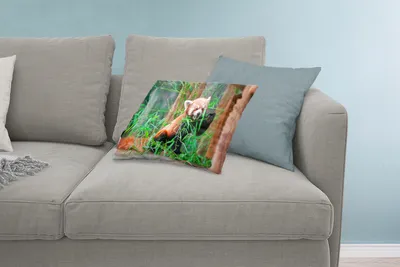 Produktbild von MuchoWow® Zierkissen Sofakissen Wohnzimmer Dekokissen 60x40 cm Roter Panda - Bambus - Grün - Kopfkissen - Polster mit Foto