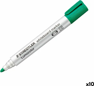 Imagen del producto de 10 rotuladores Lumocolor 351-5 para pizarra, color verde