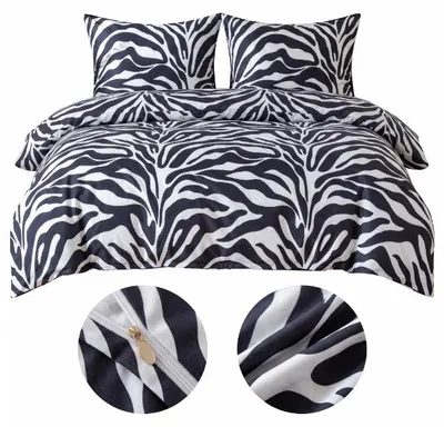 Zdjęcie produktu dla Pościel 200x200 + 2 poszewki 70x80 Komplet pościeli ZEBRA