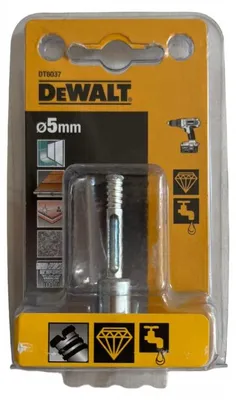 Imagen del producto de Taladro para baldosas Dewalt, con punta de diamante, para vidrio, cerámica y baldosas. Tamaño: 5 mm. Modelo: DT6037-QZ