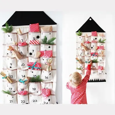 Immagine prodotto di Calendario dell'Avvento natalizio. Conto alla rovescia per Natale. Calendario dell'Avvento da appendere per bambini. Decorazioni natalizie