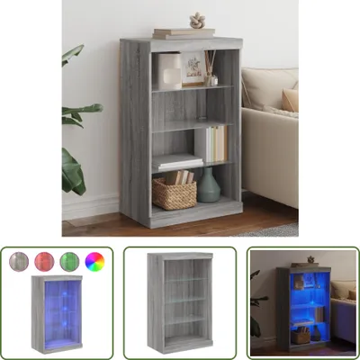 Produktbild von The Living Store Sideboard mit LED-Leuchten Grau Sonoma 60,5x37x100 cm