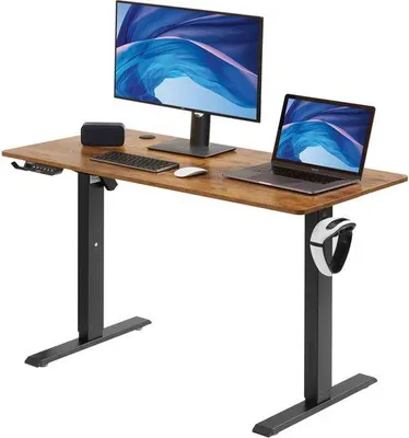 Immagine prodotto di Struttura per scrivania elettrica - Struttura per scrivania regolabile 140 x 70 cm - Marrone/Nero - Legno