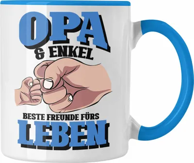Produktbild von Trendation - Lustige Opa und Enkel Tasse Vatertag Spruch Geschenkidee für Opa von Enkel (Blau)