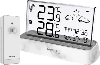 Produktbild von Technoline WS 6782, Weiß, Innen-Thermometer, Außen-Thermometer, Thermometer, -9,9 - 50 °C, -40 - 70 °C, Akku