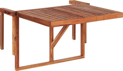 Zdjęcie produktu dla BELIANI Stolik balkonowy ciemnobrązowy akacja wiszący składany 60 x 55 cm na poręcz barierkę
