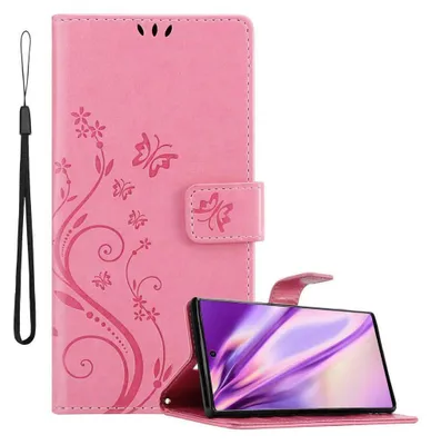 Obrázek produktu pro Cadorabo Pouzdro pro Samsung Galaxy NOTE 10 PLUS Ochranný kryt v růžové barvě Pouzdro na mobilní telefon Flowers Flower