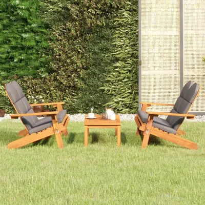 Image de The Living Store 3-pc. Ensemble salon de jardin Adirondack bois massif acacia