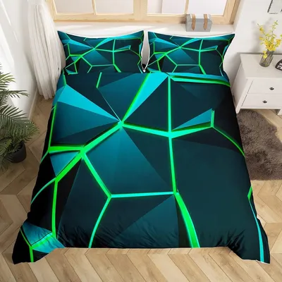 Image de Ensemble de couette géométrique avec motif nid d'abeille pour enfants