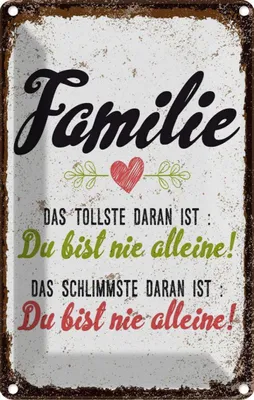 Produktbild von vianmo Blechschild 18x12 cm Familie Du bist nie alleine Spruch Zitat