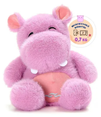 Productafbeelding van Verwarmingskussen, knuffel, nijlpaard, 0,7 kg, geschikt voor gebruik in de magnetron, 23 cm