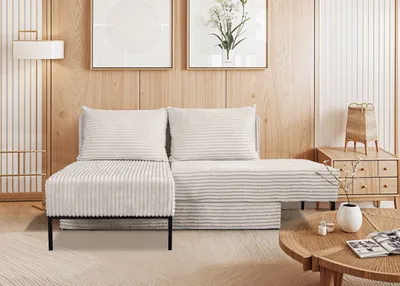Produktbild von Kaiser Möbel Ecksofa mit schlaffunktion, Sofa, Betten, Liegestuhl, MOOKA 4in1-Multifunktions-System, stoff Velo Ecru Links