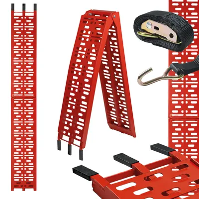 Produktbild von TRUTZHOLM 1x Auffahrrampe klappbar 228 cm Traglast 340 kg Alu gelocht Rampe Motorradrampe rot