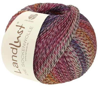 Produktbild von Lana Grossa - Landlust die Sockenwolle 0219 ecru weinrot pink lila rosa dottergelb veilchenblau meliert