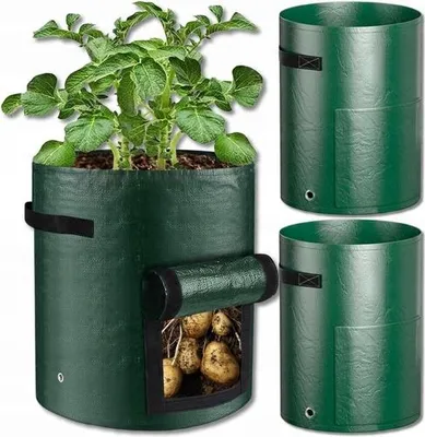 Produktbild von EDIBAZZAR | Gemüsekiste 35x35 cm Kräutergarten Öko-Beet aus Baumwolle 2 Stück.