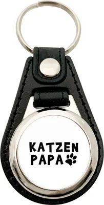 Produktbild von Huuraa Schlüsselanhänger Katzenpapa Tapse Metall mit Kunstleder Schlüsselring Einkaufswagenchip Geschenkidee