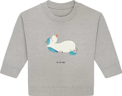 Produktbild von Mr. & Mrs. Panda Organic Baby Pullover Einhorn Schnuller 24. - 36. Monat - Heather Grey - Geschenk, Mama, Unicorn, Einhörner, Geburtstag, Geburt, Bullover