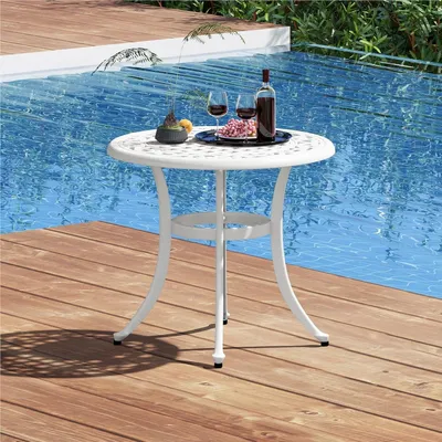 Immagine prodotto di Tavolo da bistrot rotondo - Tavolo da giardino - Tavolo da balcone - Tavolino ausiliario - Tavolo da esterno - Alluminio pressofuso - Acciaio inossidabile